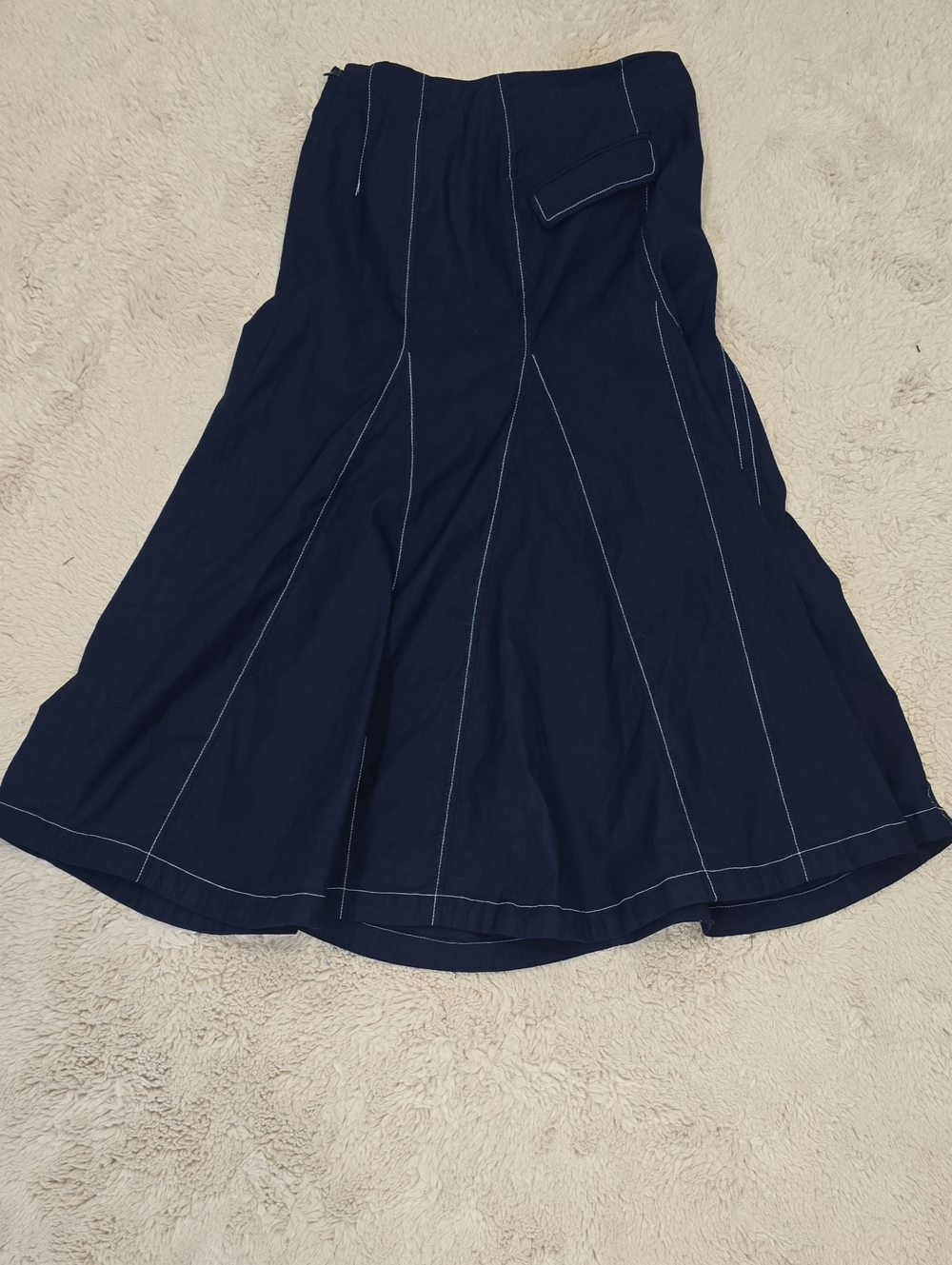 Maeve Navy Panel-Detail A-Line Skirt